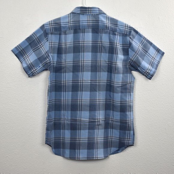 Columbia Short Sleeve Button-Down Shirt Size Medium Color Blue Plaid Gently Used - Picture 3 of 5